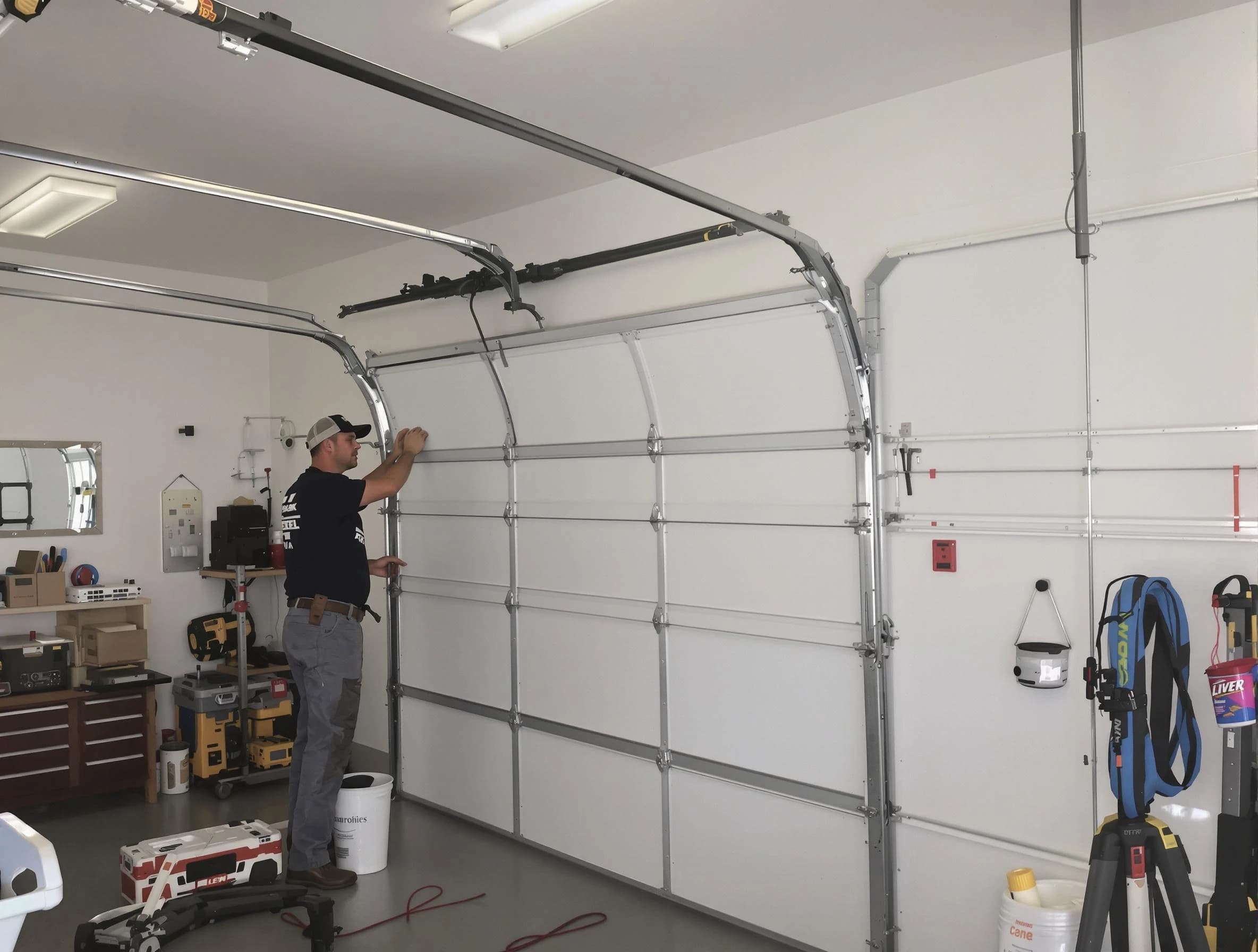 North Providence Garage Door Repair team installing new garage door in North Providence