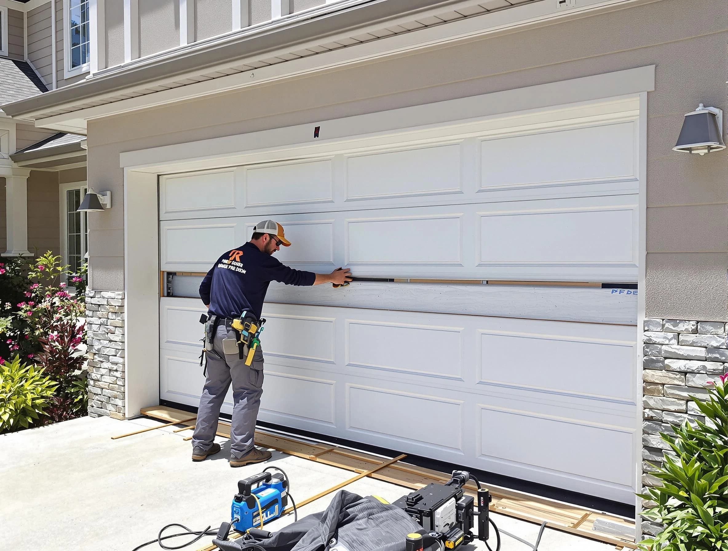 North Providence Garage Door Repair team performing complete garage door replacement at North Providence residence