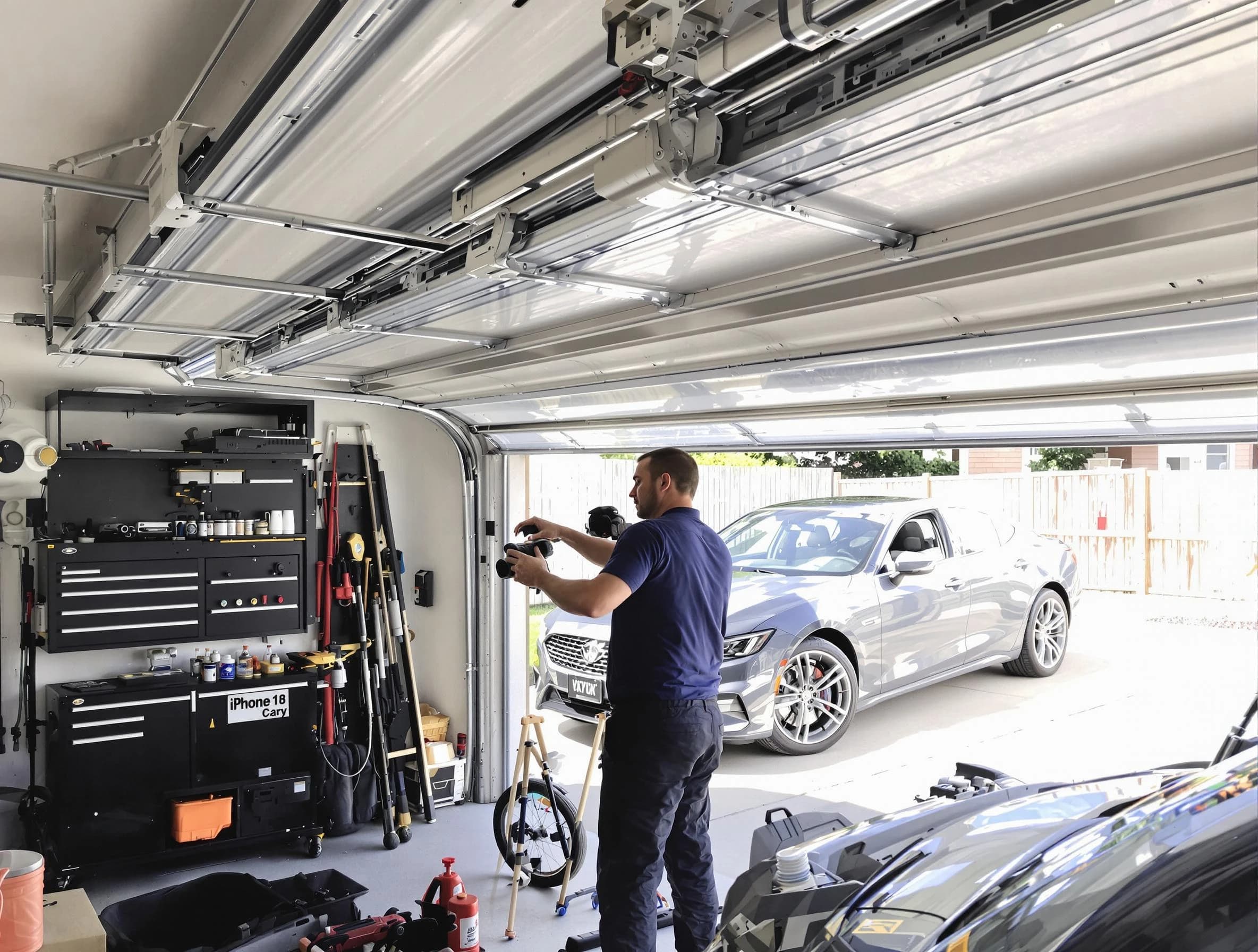 North Providence Garage Door Repair technician fixing noisy garage door in North Providence